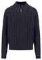 Fynch-Hatton Troyer Zip Cable Knit Donegal Pullover Navy
