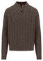 Fynch-Hatton Troyer Zip Cable Knit Donegal Trui Dark Chocolate