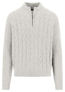 Fynch-Hatton Troyer Zip Cable Knit Donegal Trui Winter White