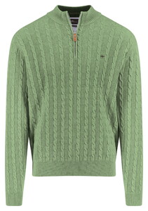 Fynch-Hatton Troyer Zip Cable Knit Trui Avocado
