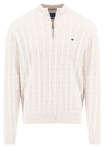 Fynch-Hatton Troyer Zip Cable Knit Trui New Off White