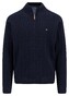 Fynch-Hatton Troyer Zip Cotton Cable Knit Trui Navy