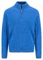 Fynch-Hatton Troyer Zip Cotton Cable Knit Trui Strong Blue