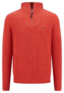 Fynch-Hatton Troyer Zip Cotton Knit Trui Poppy Red