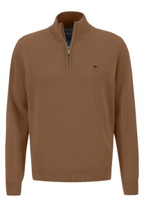 Fynch-Hatton Troyer Zip Cotton Trui Walnut Brown