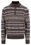 Fynch-Hatton Troyer Zip Fantasy Jacquard Lamswol Trui Dark Chocolate