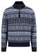 Fynch-Hatton Troyer Zip Fantasy Jacquard Lamswol Trui Navy