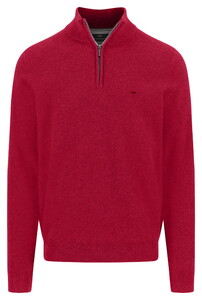 Fynch-Hatton Troyer Zip Faux-Uni Fine Texture Pullover Cranberry Red