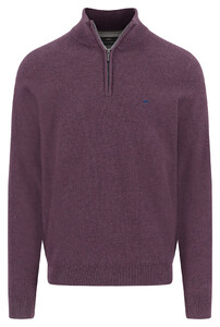 Fynch-Hatton Troyer Zip Faux-Uni Fine Texture Trui Aubergine