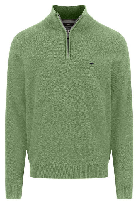Fynch-Hatton Troyer Zip Faux-Uni Fine Texture Trui Avocado