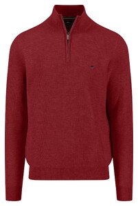 Fynch-Hatton Troyer Zip Fine Allover Texture Pullover Garnet Red