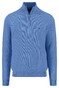 Fynch-Hatton Troyer Zip Fine Allover Texture Trui Crystal Blue