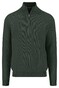 Fynch-Hatton Troyer Zip Fine Allover Texture Trui Dark Ivy