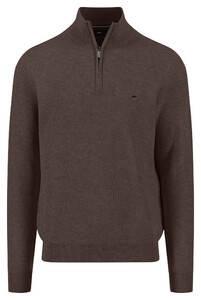 Fynch-Hatton Troyer Zip Fine Allover Texture Trui Earth