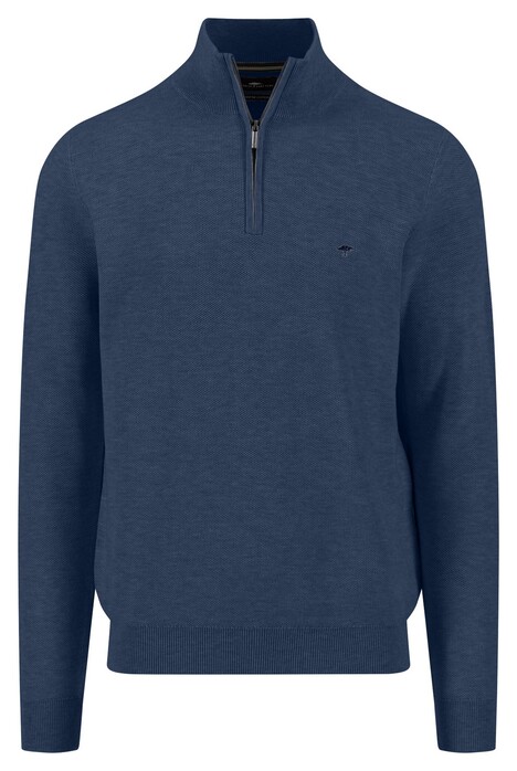 Fynch-Hatton Troyer Zip Fine Allover Texture Trui Night