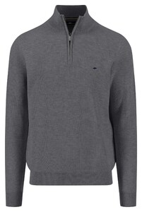 Fynch-Hatton Troyer Zip Fine Allover Texture Trui Steel