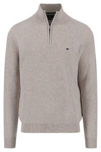 Fynch-Hatton Troyer Zip Fine Allover Texture Trui Winter White