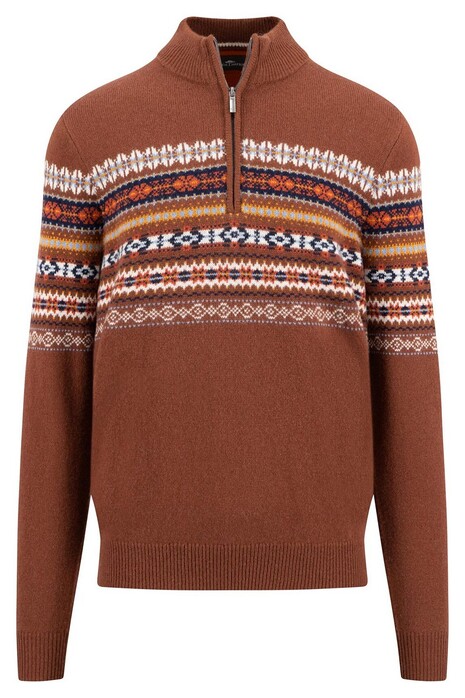 Fynch-Hatton Troyer Zip Jacquard Trui Hazel