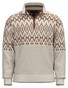 Fynch-Hatton Troyer Zip Lambswool Modern Pattern Trui Winter White-Brown