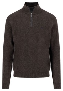 Fynch-Hatton Troyer Zip Lambswool Pullover Dark Chocolate