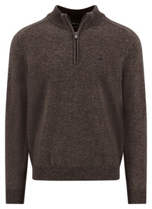 Fynch-Hatton Troyer Zip Lambswool Pullover Dark Chocolate