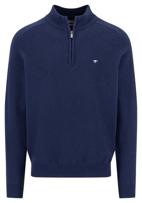 Fynch-Hatton Troyer Zip Lambswool Pullover Navy
