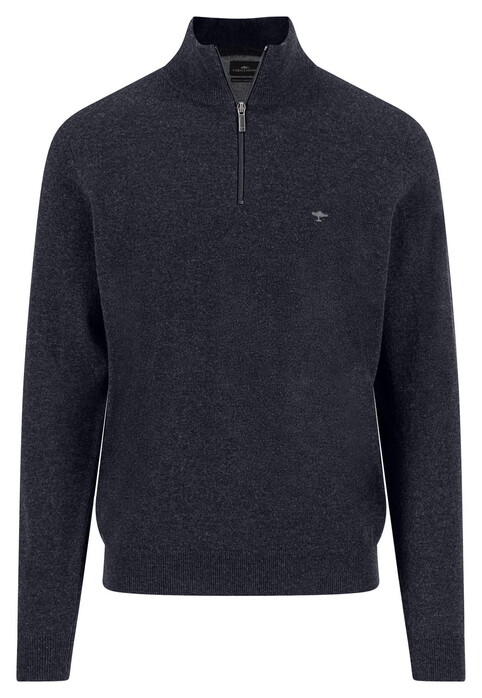 Fynch-Hatton Troyer Zip Lambswool Pullover Navy
