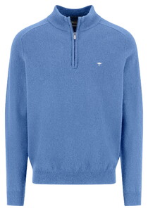 Fynch-Hatton Troyer Zip Lambswool Trui Crystal Blue