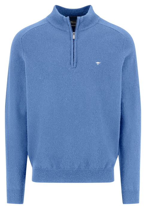 Fynch-Hatton Troyer Zip Lambswool Trui Crystal Blue