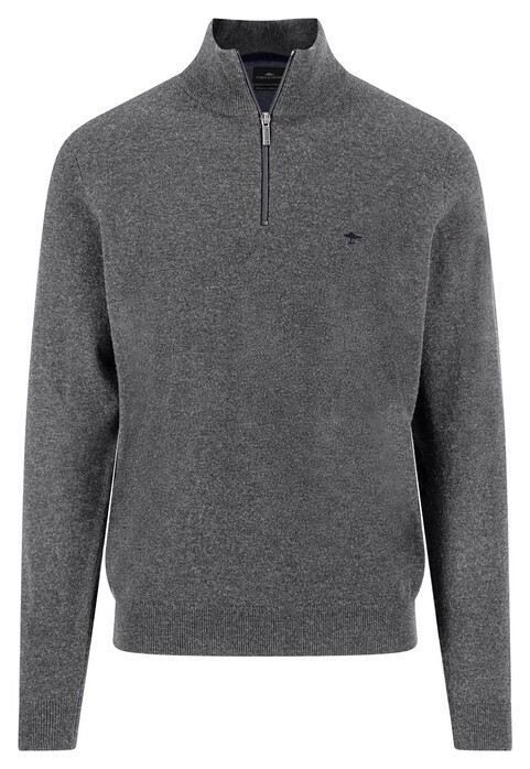 Fynch-Hatton Troyer Zip Lambswool Trui Steel