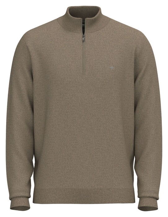 Fynch-Hatton Troyer Zip Lambswool Trui Taupe