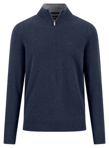Fynch-Hatton Troyer-Zip Merino Cashmere Pullover Ink Blue