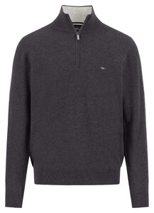 Fynch-Hatton Troyer Zip Merino Cashmere Trui Charcoal