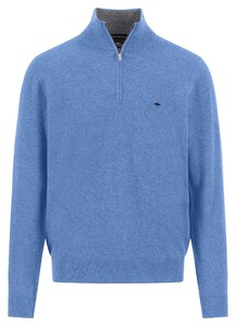 Fynch-Hatton Troyer Zip Merino Cashmere Trui Crystal Blue