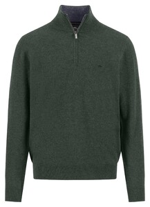 Fynch-Hatton Troyer Zip Merino Cashmere Trui Dark Ivy
