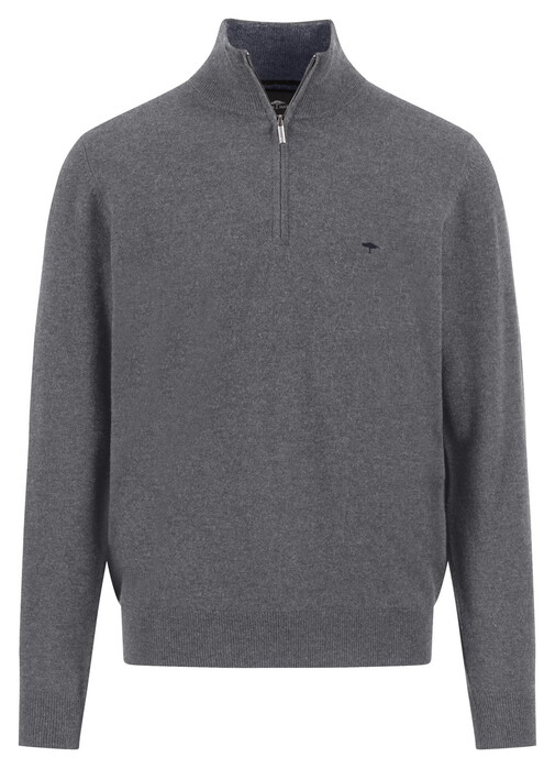 Fynch-Hatton Troyer Zip Merino Cashmere Trui Steel