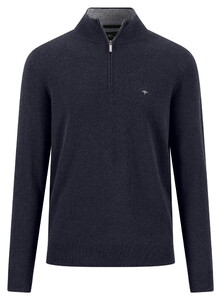 Fynch-Hatton Troyer-Zip Merino Kasjmier Trui Navy