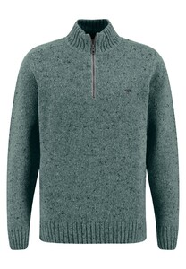 Fynch-Hatton Troyer Zip Merino Wool Blend Donegal Knit Trui Sage Green