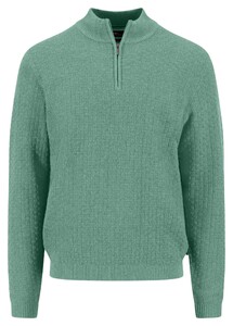 Fynch-Hatton Troyer Zip Small Triple Stripe Squares Trui Fern