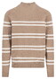 Fynch-Hatton Troyer Zip Striped Supersoft Cotton Trui Taupe