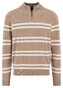 Fynch-Hatton Troyer Zip Striped Supersoft Cotton Trui Taupe