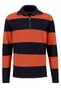 Fynch-Hatton Troyer-Zip Structure Blockstripe Trui Navy-Oranjerood
