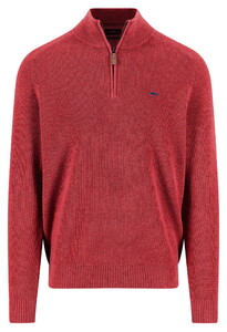 Fynch-Hatton Troyer-Zip Structure Knit Supersoft Cotton Trui Brick