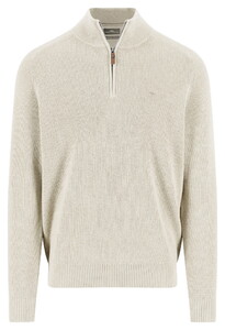 Fynch-Hatton Troyer-Zip Structure Knit Supersoft Cotton Trui Snow White