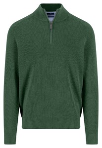 Fynch-Hatton Troyer Zip Structure Supersoft Cotton Pullover Dark Leaf