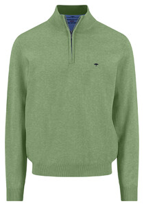 Fynch-Hatton Troyer Zip Superfine 3-Ply Cotton Trui Avocado