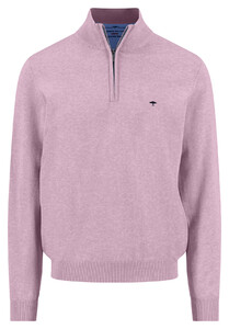Fynch-Hatton Troyer Zip Superfine 3-Ply Cotton Trui Magnolia