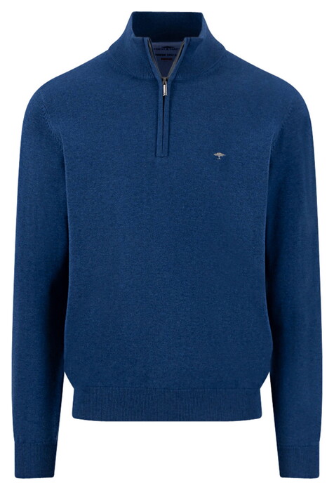 Fynch-Hatton Troyer Zip Superfine 3-Ply Cotton Trui Midnight