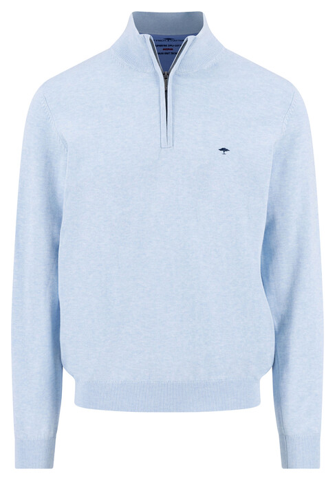 Fynch-Hatton Troyer Zip Superfine 3-Ply Cotton Trui New Breeze