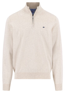 Fynch-Hatton Troyer Zip Superfine 3-Ply Cotton Trui New Off White
